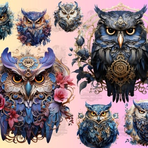 25 Fantasy Owls Clipart | Digital PNG Clip Art, Transparent Background | Watercolor, Mystical, Ethereal | Instant Download, Commercial Use