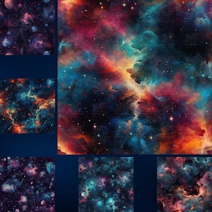 16 Galaxy digitale Papiere, Scrapbooking, Nebula Hintergrund, Universum Textur, nahtloses Muster, druckbar, Sofortiger Download
