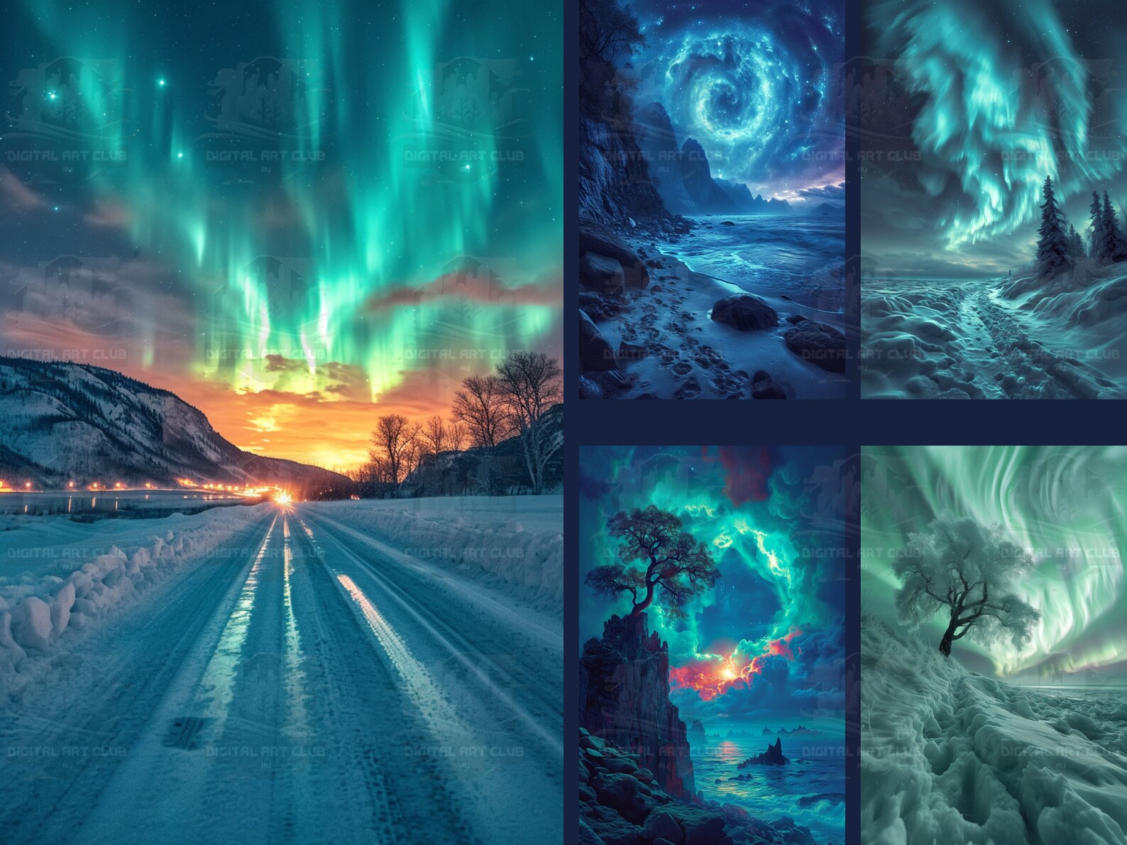 6 Aurora Night Sky Backdrops Overlays Overlays for Studio