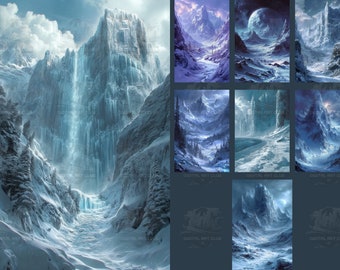 8 superposiciones de fondos de Frozen World / superposiciones para Photoshop / fondos de estudio / fondos digitales / texturas de bellas artes