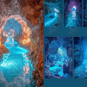 6 Illuminated Cavern Backdrops Overlays | Overlays for Photoshop | Studio Backdrops | Digital Backdrops | Fine Art Textures