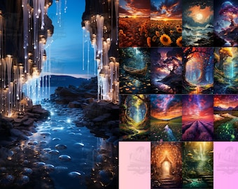 15 Fantasy Landscape Backdrops Overlays | Overlays for Photoshop | Studio Backdrops | Digital Backdrops | Fine Art Textures