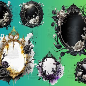32 Watercolor Gothic Frame Clipart | Digital PNG Clip Art, 300 DPI | Dark Fantasy, Mystical, Floral | Digital Download, Commercial Use