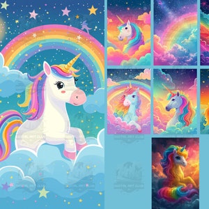 8 Rainbow Unicorn Backdrops Overlays | Overlays for Photoshop | Studio Backdrops | Digital Backdrops | Fine Art Textures