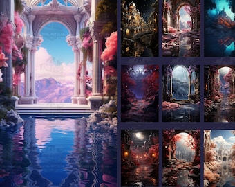 10 Fantasy Landscape V3 Backdrops Overlays | Overlays for Photoshop | Studio Backdrops | Digital Backdrops | Fine Art Textures