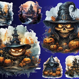 25 Clipart Vantage de Halloween em aquarela | Fantasia Negra, Magia | Clipart digital PNG, 300 DPI, download instantâneo, uso comercial