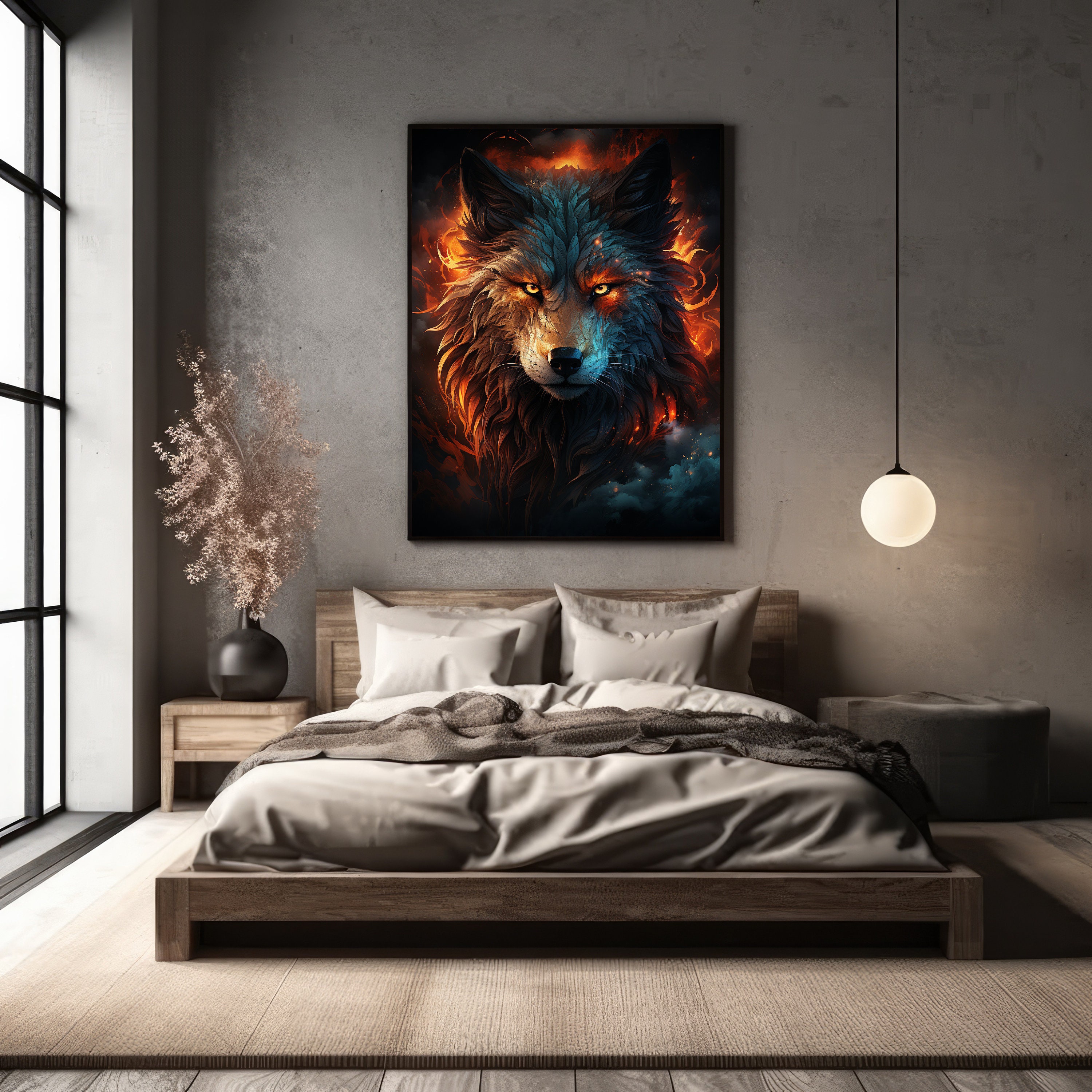 Glowing Wolf | Digital Art Print, Wall Art, AI Generated, AI Art ...