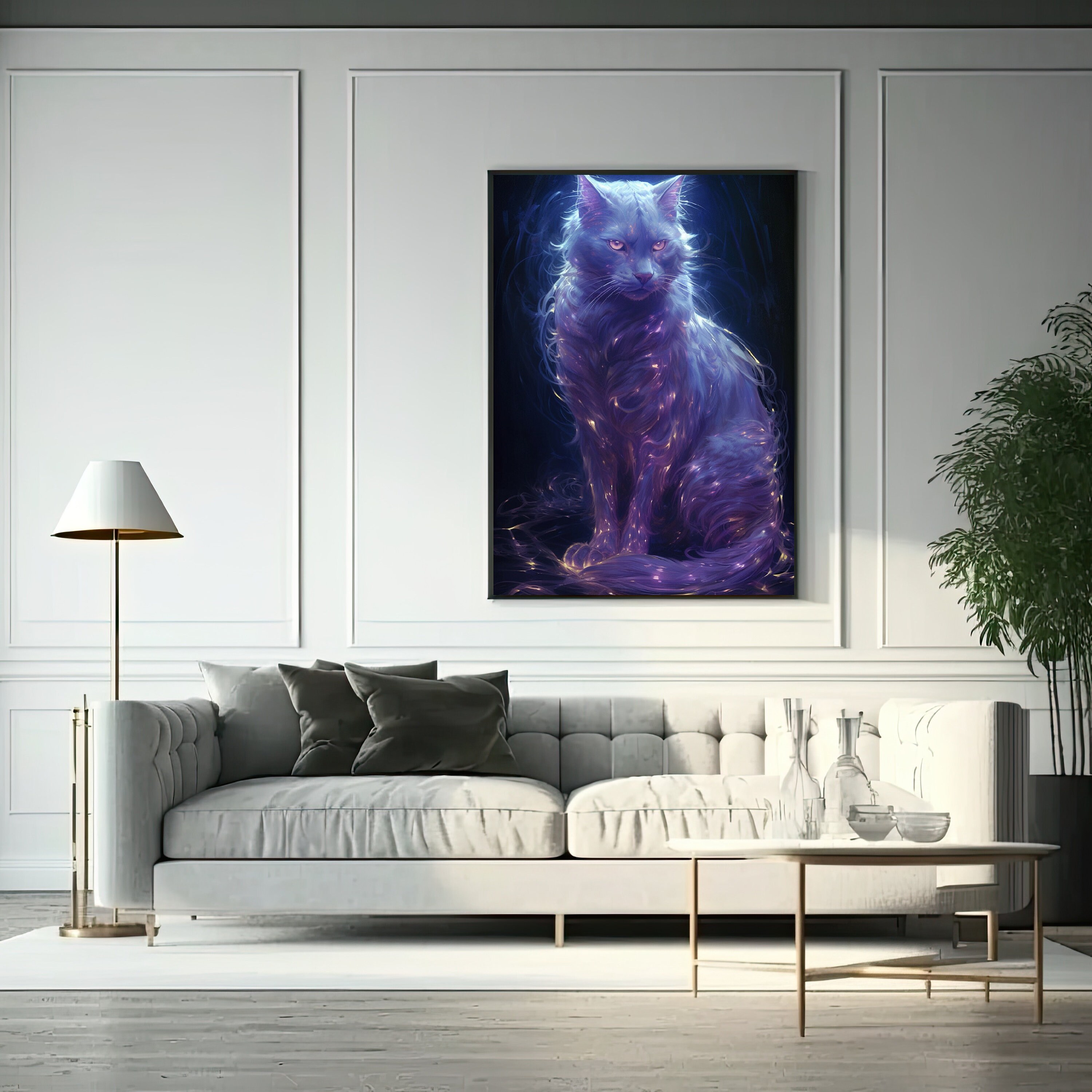 Purple Cat | Digital Art Print, Wall Art, AI Generated, AI Art, Digital ...