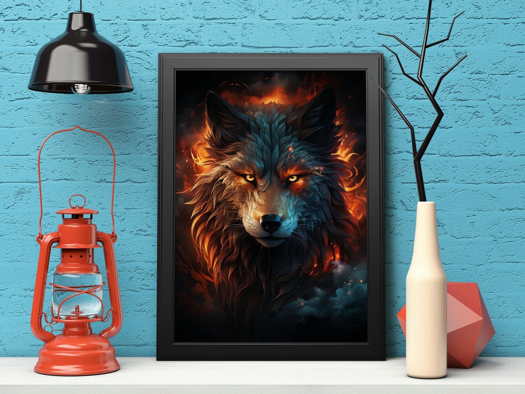 Glowing Wolf | Digital Art Print, Wall Art, AI Generated, AI Art ...