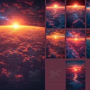 8 Space Sunset Backdrops Overlays | Overlays for Photoshop | Studio Backdrops | Digital Backdrops | Fine Art Textures