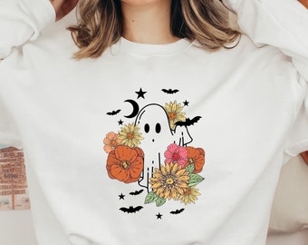 Cute Halloween Sweatshirt, Halloween Pullover,Geist Sweatshirt,2023 Happy Halloween,Retro Spooky Season