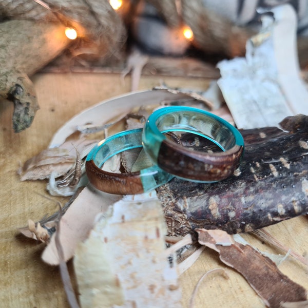 bague résine et bois, couleurs au choix