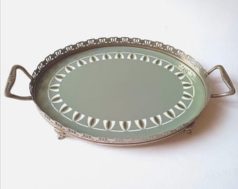 Art Deco / Art Nouveau Villeroy & Boch Serving Tray Ceramic Porcelain and Nickel