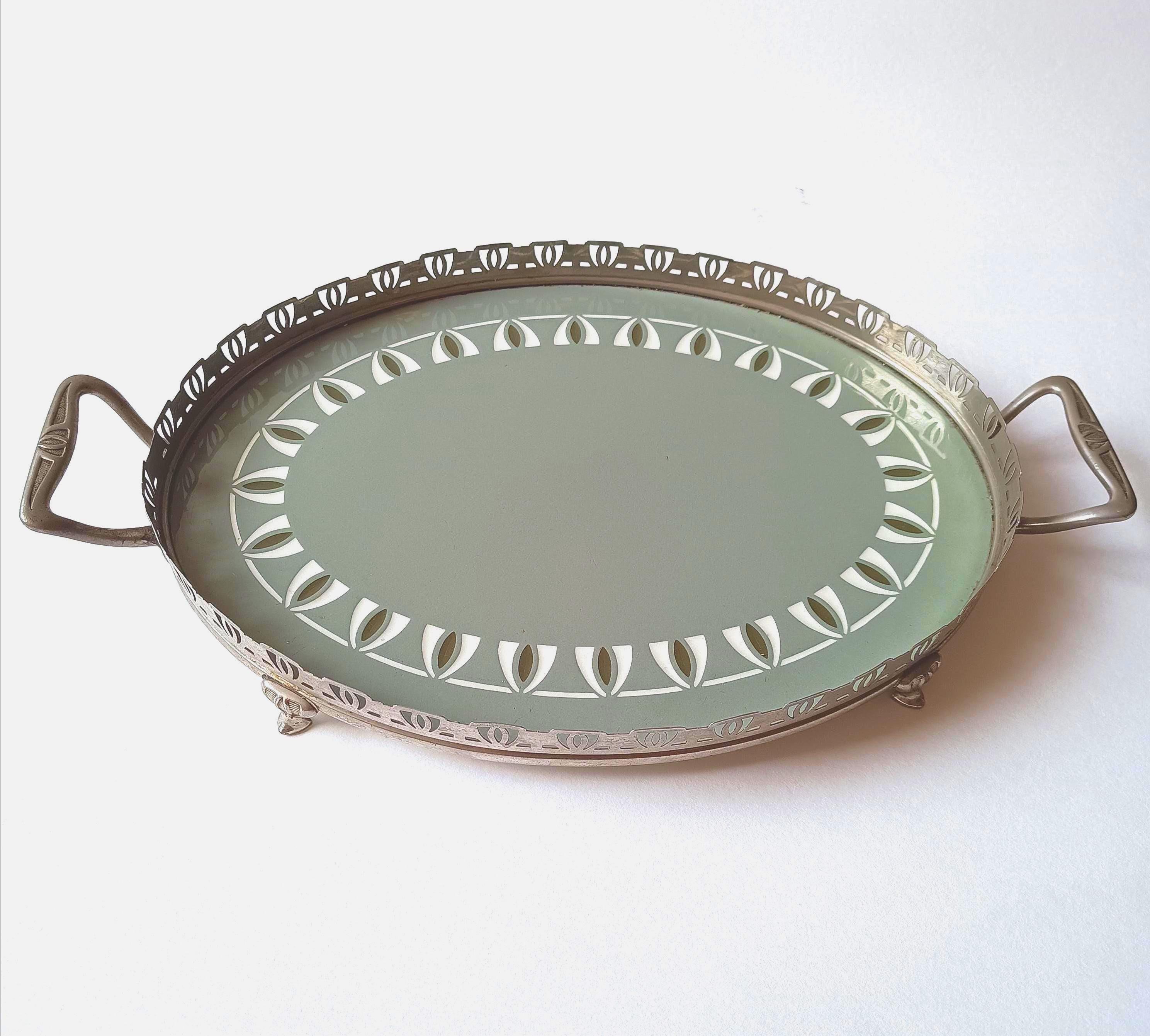 Plateau de service Art Déco / Art Nouveau Villeroy & Boch en céramique,  porcelaine et nickel - Etsy France
