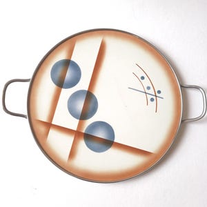 Art Deco/Bauhaus Keramikporslin och serveringsfat i nickel