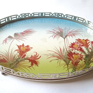 Art Deco / Art Nouveau Ceramic Porcelain and Nickel Serving Tray