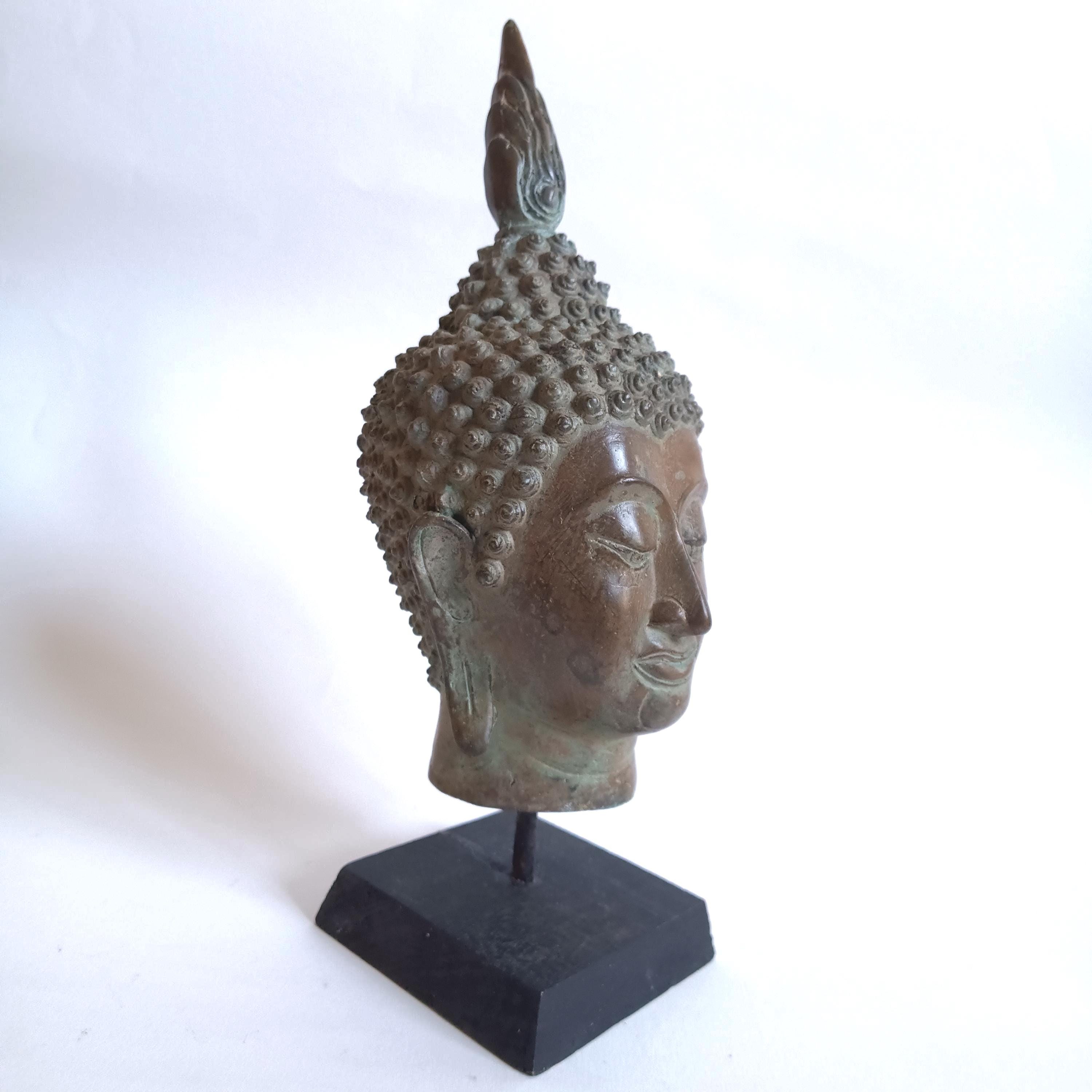タイ産スコータイ様式の青銅製仏頭（30 cm / 12インチ） - Etsy 日本