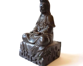 Chinese Bronze Seated Guanyin Kwan Yin Kannon Quanyin Meditation Statue