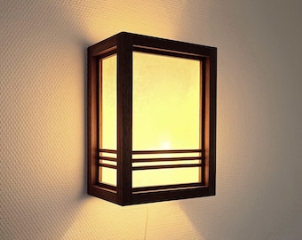 Black Walnut Shoji Wall Lamp: Handmade Japanese Washi Paper Lantern
