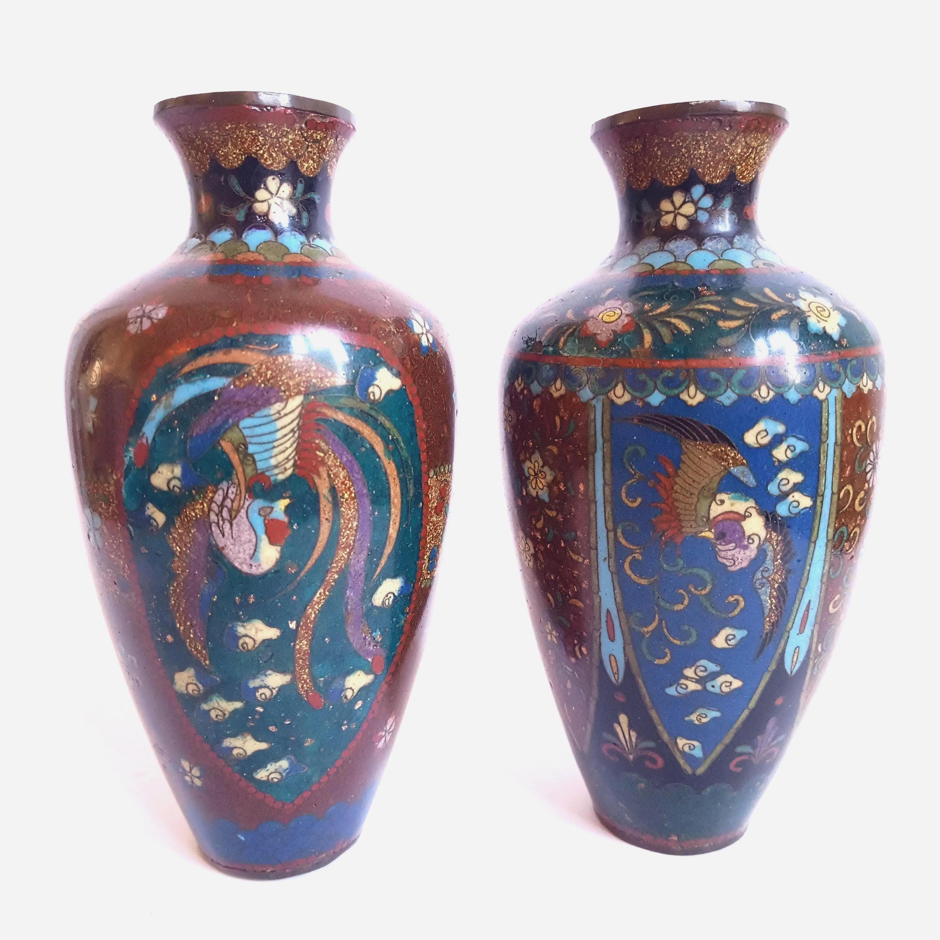 日本の七宝焼明治時代の花瓶 (1868-1912) - Etsy 日本