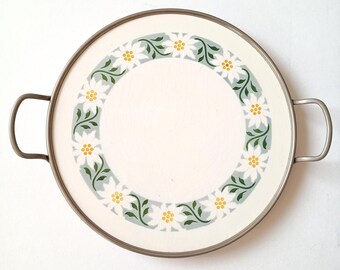 Art Deco Ceramic Porcelain and Nickel Serving Tray