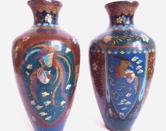 Japanese Cloisonné enamel meiji period vases (1868-1912)