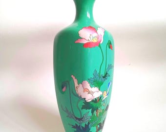 Japanese Cloisonné 30,5 cm enamel meiji period big size flower vase (1868-1912)
