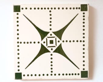 Art Deco / Art Nouveau Ceramic Porcelain Tile from a Dutch Church.