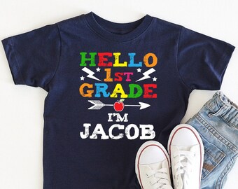 First Grade Kids Shirt, Personalized School Shirt, Hello 1st Grade Shirt, Back To School Shirt, 1st Day Of School Shirt, Custom School Tee
