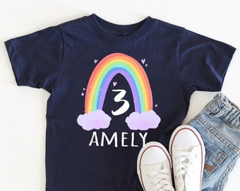 Girls 3rd Birthday Shirt, Rainbow Birthday Shirt, Personalized Birthday Shirt, Third Birthday Outfit, 3 Year Old Girl, Girls 3rd Bday Shirt