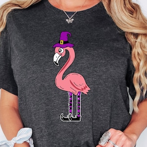 Flamingo Witch Shirt For Her, Flamingo Halloween Shirt, Flamingo Lover Sweatshirt, Flamingoween Spooky, Flamingo Shirt, Spooky Season Tee