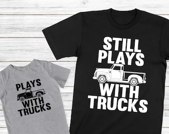 Camisetas de papá y yo, camiseta de Plays With Cars, camiseta de abuelo y bebé a juego, camiseta de padre e hijo, regalo del día del padre, papá e hijo