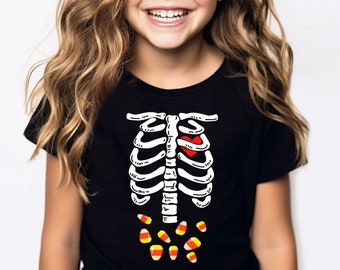 Halloween Shirt For Kids, Skeleton Candies T-Shirt, Boys Halloween Shirt, Girl Halloween Tee, Skeleton Shirt, Trick Or Treat Shirt