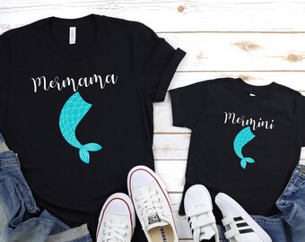 Mermaid Mommy And Me Matching Shirts, Mermama And Mermini Shirts, Mom Baby Matching Tee, Mermaid Mom, Merbaby Outfit, Mommy And Girl T-Shirt