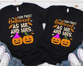 Our First Halloween As Mr. & Mrs. Shirt, Halloween Couple Shirt, Matching Halloween Shirts, 1st Halloween Together, Couples Sweatshirt