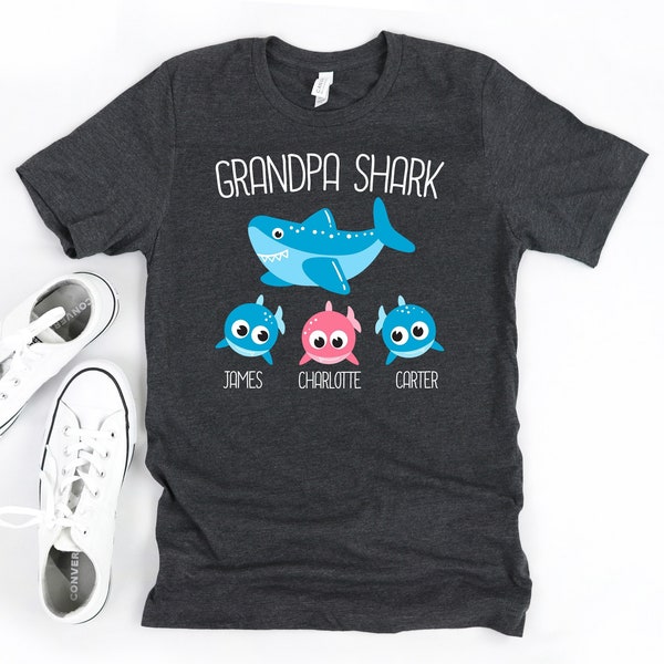 Grandpa Shark Shirt, Personalized Grandpa Sweatshirt, Gift For Grandpa, Papa Birthday Gift, Gift From Grandkids, Grandfather With Kids Names