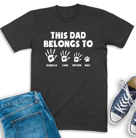 Personalized Dad T-shirt, This Dad Belongs To Kids, Custom Dad Shirt With Kid Names, Dad Birthday Gift, Daddy Sweatshirt, Gift For Dad