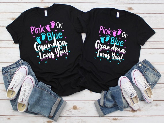 Pink Or Blue Grandpa Loves You Gender Reveal Shirt Matching Pink Or Blue Grandpa Loves You Gender Reveal Shirt Matching