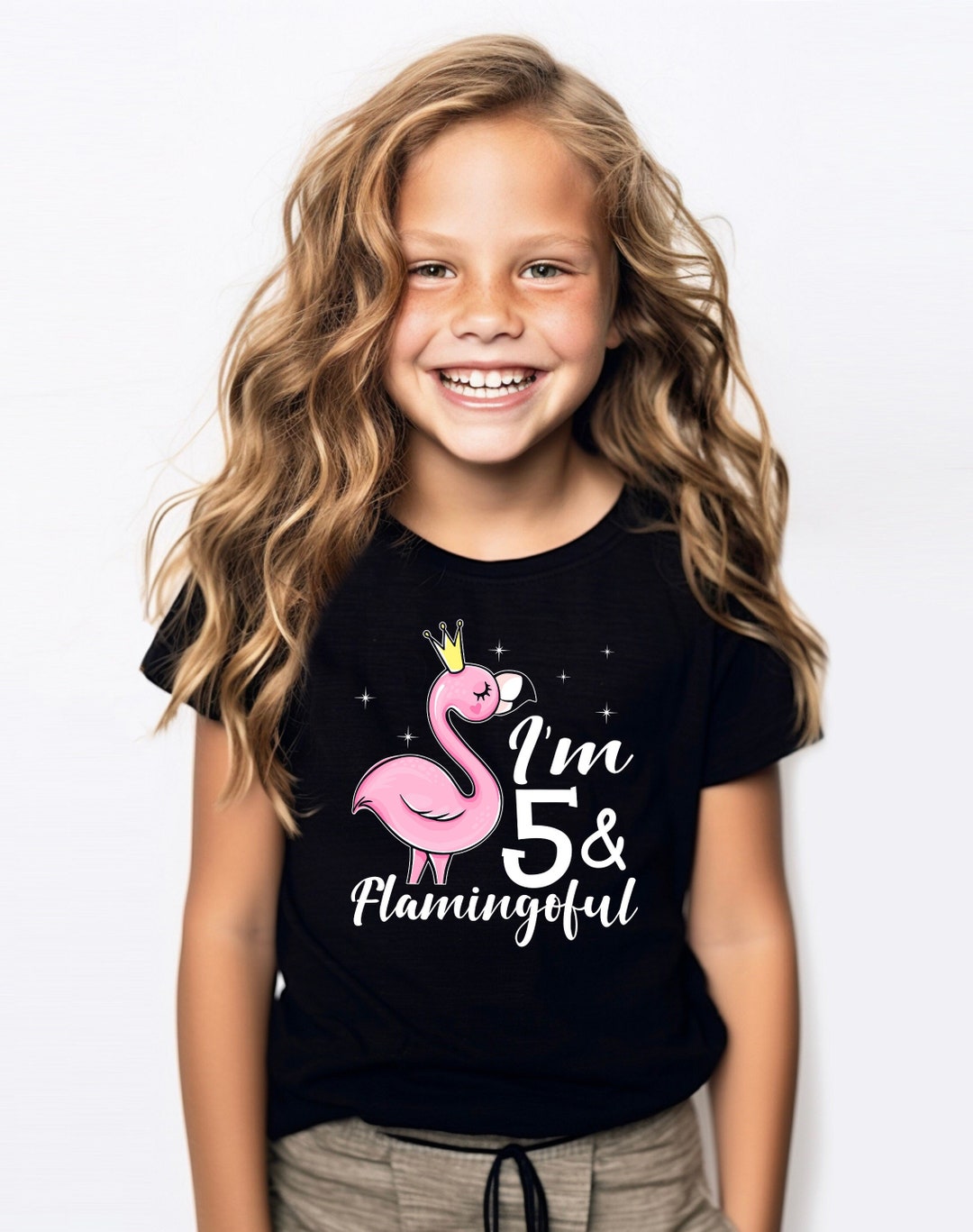 5th Birthday Shirt Girl, I'm 5 & Flamingoful Tshirt, Girls Birthday