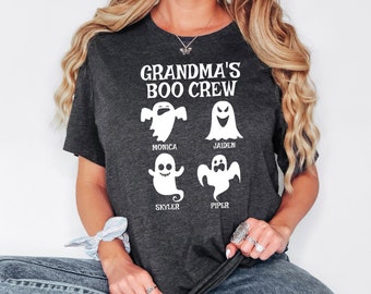 Grandma Boo Crew Shirt, Custom Grandma Shirt, Halloween Grandma Sweatshirt, Gift For Grandma, Grandma Shirt With Grandkids Names
