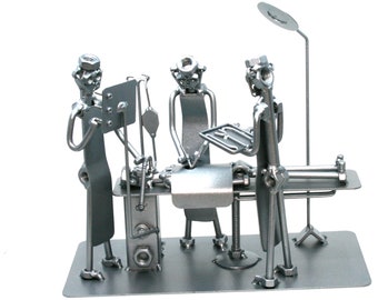 Personalized nuts and bolts sculpture for surgeon,Custom heart surgeon metal sculpture with engraving.Scrap metal handmade ornament figurine