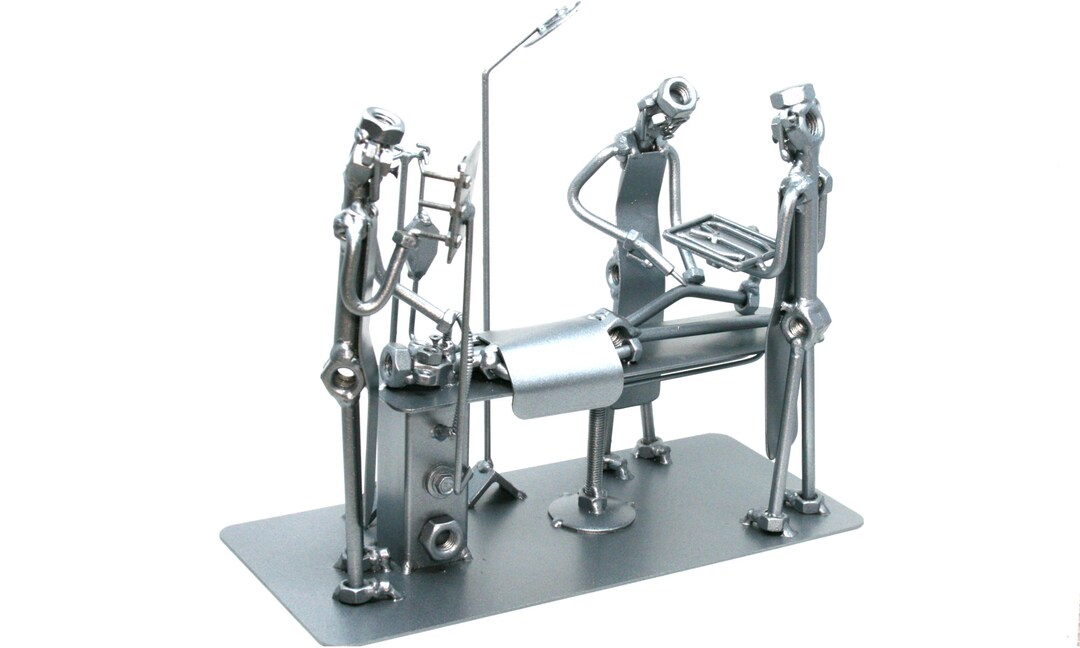 Personalized Nuts and Bolts Metal Sculpture Knee Surgeon, Custom Knee Joint Surgeon Metal