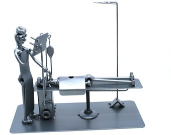 Personalized anesthesiologist nuts and bolts sculpture, Anesthetist handmade ornament figurine, Unique nuts and bolts welded metal sculpture