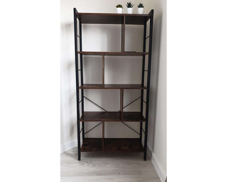 4 Tier Mid Century Retro Bookshelf Modern Bookcase Rustic Etsy