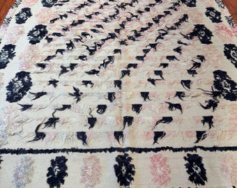 Alfombra turca de lana tulu tejida a mano, decoración vintage (2,35 m x 3,25 m)