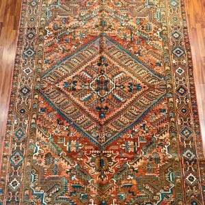 6x10 Hand Woven Heriz Turkish Handmade Wool Rug, Vintage Rug, Home Decor Rug, Hand Knotted Rug, Quality Rug, Turkish Rug 6,98'x10,07 Feet