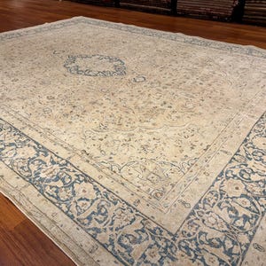 9x13 Hand Woven Kirman Turkish Handmade Wool Rug, Vintage Rug, Hand Knotted Rug, Quality Old Rug, Floor Rug, Turkish Rug 9,77&#39;x13,05&#39; Feet