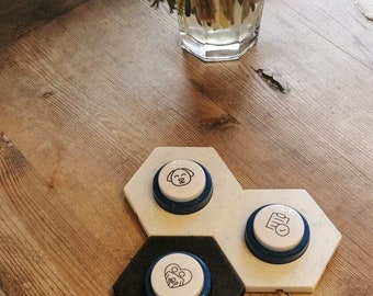 MY Dog Talks, expandable dog button holders, STL/STEP file, hexagonal connectors with connectors