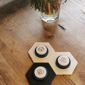 MY Dog Talks, expandable dog button holders, STL/STEP file, hexagonal connectors with connectors