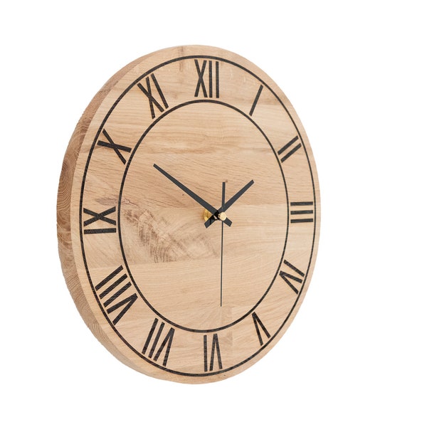 Horloge New-York en bois Chêne 28/38/48/58cm classique, Moderne minimaliste, Horloge silencieuse, Horloge pour offrir, Horloge de salon